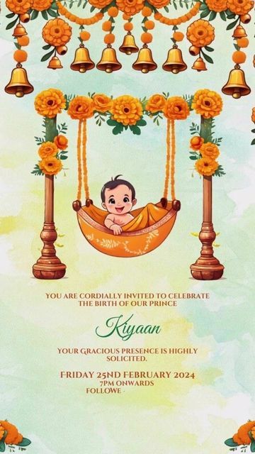 Animation Wedding Invitation, Classic Birthday Invitation, Animation Wedding, Indian Baby Shower Invitations, Ceremony Template, Shower 2023, Naming Ceremony Invitation, Indian Baby Showers, Cradle Ceremony