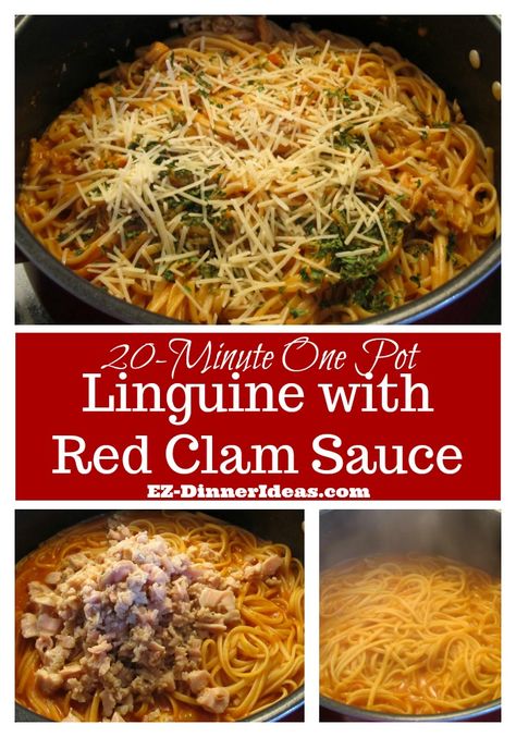 Linguine And Clams Red Sauce, Linguine With Red Clam Sauce, Red Clam Sauce Linguine, Linguine Recipes Easy, Red Clam Sauce Recipe, Red Clam Sauce, Clam Sauce Recipe, Linguine And Clams, Clam Sauce Linguine