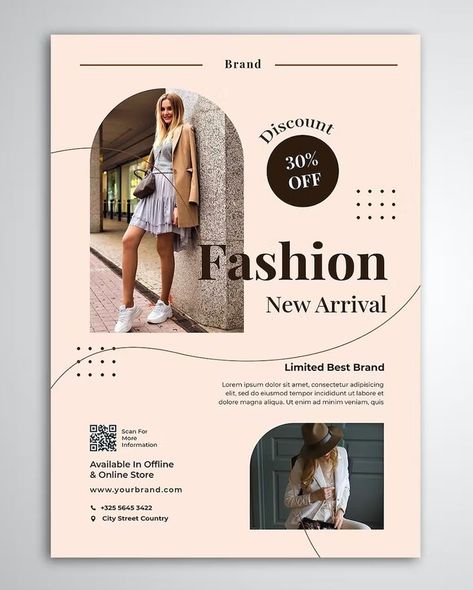 Fashion Flyer Design Template PSD Fashion Flyer Design, Coffee Poster Design, Fashion Flyer, Graphic Design Posters Layout, Fashion Illustration Poses, Voucher Design, Ads Creative Advertising Ideas, Fashion Poster Design, Flyer Design Layout