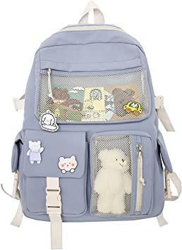 loohcS kcapkcaB citehtseA etuC rof kcapkcaB iiawaK etuC htiw kcapkcaB citehtse A Backpack Fabric, Aesthetic Backpack, Kawaii Backpack, Aesthetic School, Colorful Backpacks, Backpack Pattern, College Backpack, Student Bag, Laptop Rucksack