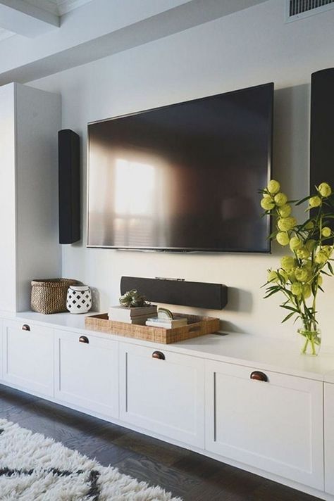 Small Living Room Storage, Cabinets For Living Room, Decorative Storage Cabinets, Living Room Storage Cabinet, Living Room Wall Units, Minimalist Living Room Decor, Living Room Tv Wall, Living Room Cabinets, Living Room Storage