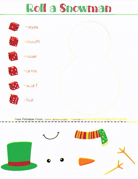 Roll A Snowman Dice Game Free Printable, Roll A Snowman, Candy Dice Game, Snowman Printable, Snowman Games, Cupcake Diaries, Snowman Party, Xmas Games, Printable Snowman