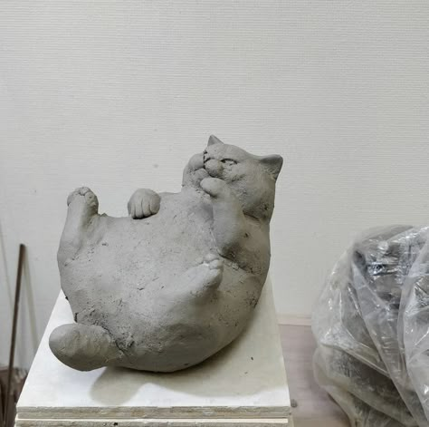 Ceramic Art Animals, Ceramic Art Cat, Clay Ideas Sculpture, Cat Ceramic Ideas, Clay Art Ideas Sculpture, Sculpture Ideas Clay, Animal Clay Sculpture, Animal Sculptures Clay, Ceramic Animals Sculpture