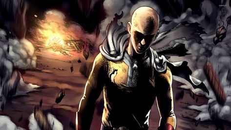 Saitama walking away from a fight. [1920x1080] Opm Wallpaper, Saitama Manga, Wallpaper Man, Creativity Wallpaper, Genos Wallpaper, Anime One Punch Man, Saitama One Punch Man, Saitama One Punch, One Punch Man Manga