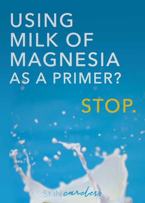 Milk of Magnesia isn't suitable for use on the skin, so don't use it as a oil-control primer! Find out why, and what products to use instead. Milk Of Magnesia Primer, Oil Control Primer, Milk Of Magnesia, Face Primer, Oil Control, Oil Control Products, Skin Health, Your Skin, Cupboard