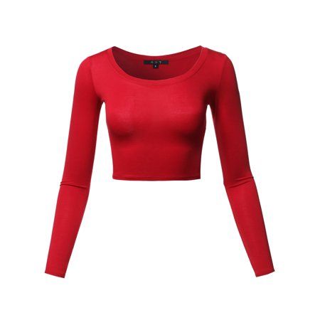 A2Y Women's Basic Solid Stretchable Scoop Neck Long Sleeve Crop Top SIZE Available in 3 sizes: Small, Medium, Large MEASUREMENTS (Inches)YAWTEL0008 S - Chest : 27 / Shoulder : 13 / Sleeve : 21.5 / Length : 13 M - Chest : 28 / Shoulder : 13.5 / Sleeve : 22 / Length : 13.5 L - Chest : 29 / Shoulder : 14 / Sleeve : 22.5 / Length : 14 We strive to provide the best fitting shirts possible and guarantee that they will be delivered within our stated size tolerance. Size tolerance for all measurements i Red Tops Png, Red Cropped Top, Red Shirt Long Sleeve, Red Top Long Sleeve, Female Tops, Red Shirts Women, Red Off The Shoulder Top, Cute Red Shirts, Red Tops For Women