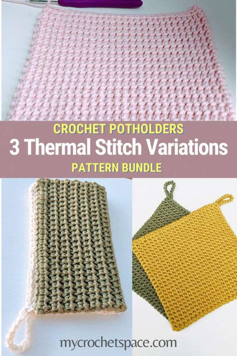 Crochet Thermal Stitch, Thermal Stitch, Quick Crochet Gifts, Crochet Pot Holders Free Pattern, Crochet Potholder, Crochet Potholder Patterns, Crochet Hot Pads, Potholder Patterns, Crochet Towel