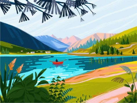 Digital Art: Views and Landscape Illustrations on Behance Drawing Digital, Art Case, Nature Collection, Landscape Drawings, Landscape Illustration, Nature Illustration, Digital Illustrations, Flat Illustration, Book Cover Design