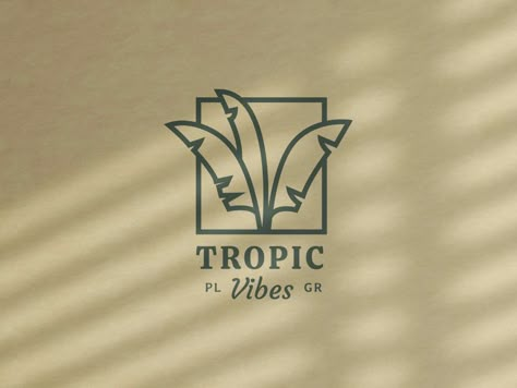 Tropical Logos Design, Logo For Beach Resort, Tropical Logo Design Ideas, Palm Tree Branding, Nature Inspired Logo, Resort Logo Design Ideas, Beach Resort Logo, Island Logo Design, Tropical Packaging