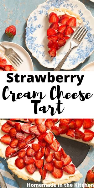 Strawberry Cream Cheese Tart with a homemade pie crust is an easy summer tart that will impress. It’s like eating a strawberry pie and cheesecake in one bite! #homemadeinthekitchen #strawberrycreamcheesetart #strawberryrecipes #summerdesserts Strawberry Cheese Tart, Strawberry Cream Cheese Tart, Strawberry Cheesecake Tarts, Strawberry Cheesecake Tart, Cream Cheese Tart Filling, Cream Cheese Tarts, Strawberry Tart Recipe, Cream Cheese Tart, Summer Tart