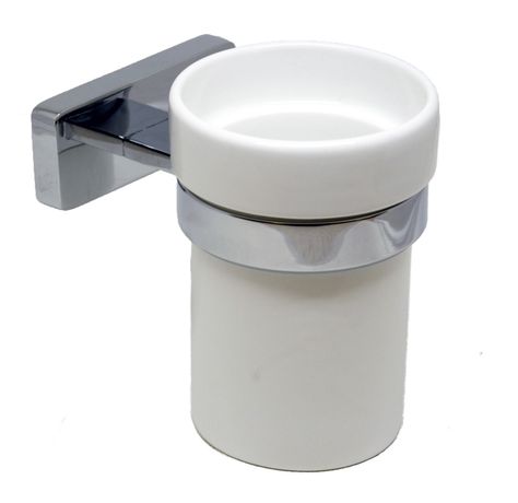 Brand new Chrome and white ceramic toothbrush tumbler and holder supplied with concealed wall fixing plate.