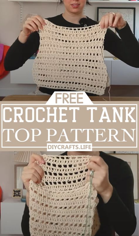 Crochet Tank Top Patterns For Summer Season - DIY Crafts Crochet Mesh Vest Pattern Free, Crochet Vest Pattern Free Easy, Tank Top Patterns, Crochet Tanks, Crochet Learning, Crochet Tank Top Free, Summer Crochet Patterns Free, Crochet Wraps, Vest Pattern Free