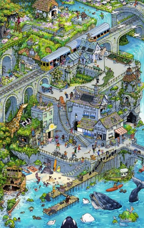 Concept Art World, Isometric Art, Fantasy City, Fantasy Art Landscapes, 판타지 아트, Dreamy Art, Environment Concept Art, Anime Scenery Wallpaper, Current Affairs