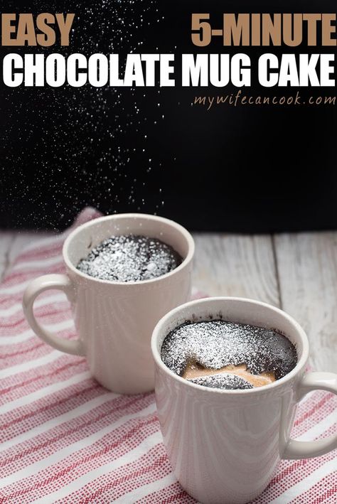 Chocolate Mug Cake - Vegan Peanut Butter Chocolate Mug Cake Ready in 5 minutes Peanut Butter Chocolate Mug Cake, Chocolate Mug Cake Recipe, Vegan Mug Cakes, Easy Mug Cake, Peanut Butter Mug Cakes, Fast Desserts, Mug Cake Recipe, Chocolate Mug Cake, Diy Easy Recipes