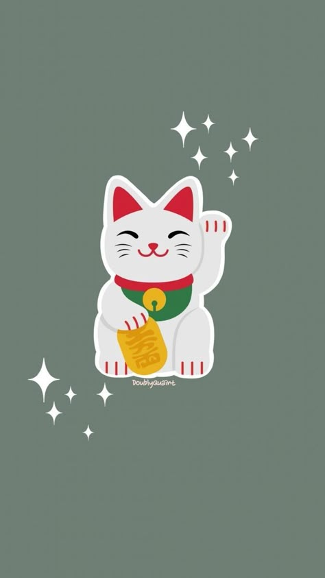 Iphonebackgrounds Aesthetic, Lucky Cat Tattoo, Cat Phone Wallpaper, Money Cat, طابع بريدي, New Year Art, Phone Wallpaper Quotes, Cat Phone, Neko Cat