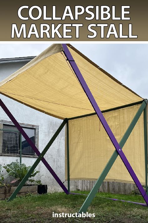 mikecraghead shares how to build a unique and collapsible market stall for around $100. Great for use as a booth at the farmer's market or craft fair. #Instructables #workshop #woodworking #shelter #backyard Mirror With Plants, Diy Awning, Stand Mirror, Entryway Modern, Diy Tent, Modern Plant Stand, Craft Booth Displays, Market Stall, Craft Show Displays