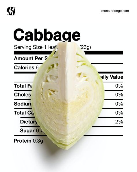 Find out the nutrition facts about cabbage, one of your (not so) favorite foods! Different Types Of Cabbage, Nutrition Facts Template, Cabbage Nutrition Facts, Cabbage Health Benefits, Cabbage Benefits, Nutritional Value, Nutrition Information, Serving Size, Nutrition Facts