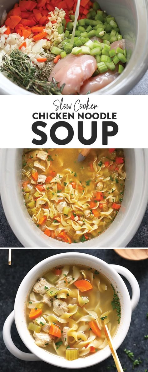 Chicken Noodle Soup Crock, Noodle Soup Crock Pot, Slow Cooker Kip, Slow Cooker Chicken Noodle, Slow Cooker Chicken Noodle Soup, Chicken Noodle Soup Crock Pot, Soup Crock Pot, Pot Recipes Healthy, Diner Recept