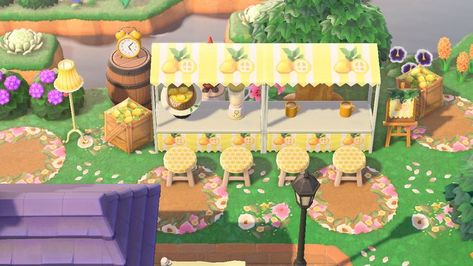 Acnh Lemonade, Dream Code, Animal Crossing Island Ideas, Acnh Ideas, Animal Crossing Ideas, Lemonade Stand, Island Ideas, Stand Design, Animal Crossing