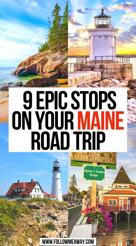 9 Epic Stops on Your Maine Road Trip Maine Bucket List, Maine Itinerary, Maine Roadtrip, Places To Visit In Maine, Maine In The Fall, Maine Road Trip, Maine Trip, Road Trip Travel, Road Trip Ideas