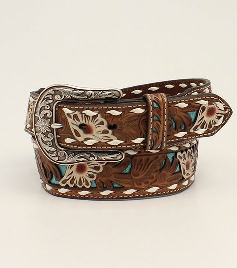 Ariat Belts, Country Belts, Belt Buckles Men's, Cowgirl Belts, Womens Cowgirl Boots, Womens Work Boots, Kids Belt, Floral Overlay, Western Belt Buckles