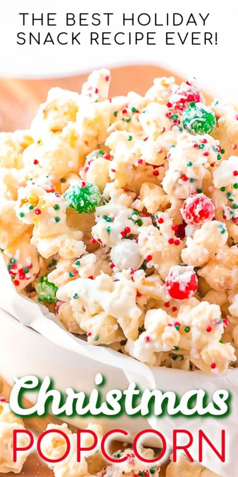 Popcorn Snack Mix Recipes, Christmas Popcorn Recipes, Popcorn Recipes Chocolate, Popcorn Recipes Sweet, Christmas Snack Mix, Popcorn Recipes Easy, Fabulous Desserts, Corn Cake, Christmas Popcorn