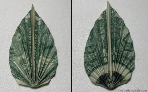 Dollar Bill Origami Leaf: Easy Folding Guide Money Leaf Origami Dollar Bills, Dollar Lei, Easy Money Origami, Money Origami Tutorial, Money Leaf, Origami Leaf, Money Folding, Origami Leaves, Money Rose