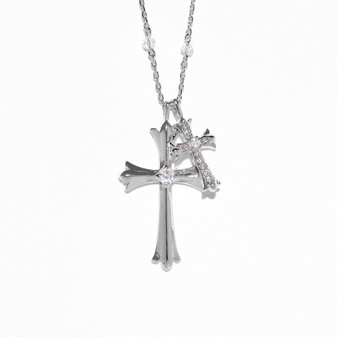 Have a little faith with our Double Crossed Necklace! It features a mix of small and tiny crosses. Don't wait to wear it - your wardrobe is calling out for a little divine intervention! Ray The Firefly, Double Cross Necklace, Necklaces Collection, Dream Christmas, Disney Princess Tiana, Divine Intervention, Silver Cross Necklace, Tiny Cross, Flat Back Earrings