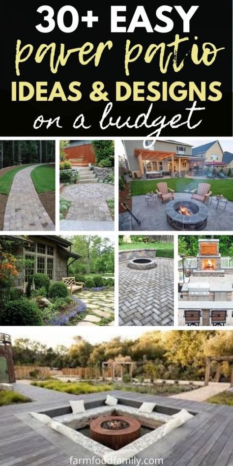 30+ Easy Paver Patio Ideas and Designs On A Budget for Small Backyards Easy Paver Patio, Paver Patio Ideas On A Budget, Inexpensive Patio Ideas, Patio Paver Designs Layout, Paver Patio Designs, Cheap Patio Pavers, Paver Patio Ideas, Inexpensive Patio, Stone Backyard