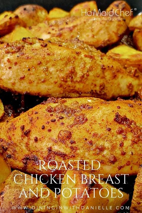 Roasted Chicken Breast and Potatoes Roasted Chicken Breast And Potatoes, Chicken Breast And Potatoes, Oven Chicken And Potatoes, Roasted Chicken Breast Recipes, Healthy Baked Chicken Breast, Oven Roasted Chicken Breast, Chicken Breast Oven, Carrot Banana Cake, Roasted Chicken And Potatoes