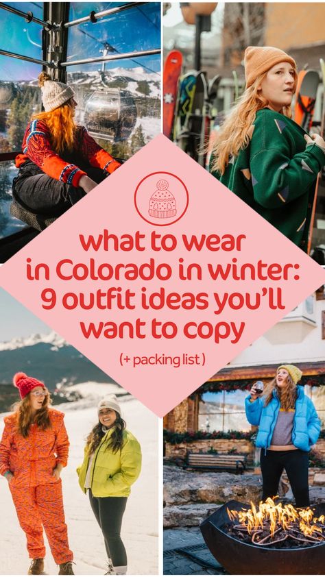 Embrace the chill with these 9 cozy outfit ideas perfect for Colorado's winter weather! From stylish layers to essential accessories, you'll discover what to pack for your snowy adventures. Explore our packing list to ensure you stay warm and fashionable all season long. Click to find your perfect winter look today! #WinterFashion #ColoradoTravel Colorado In December Outfits, What To Pack For Aspen Colorado, Pack For Colorado Winter, Clothes For Colorado Winter, Ski Travel Outfit, Durango Colorado Winter Outfits, Colorado In February Outfits, What To Pack For Colorado Winter, What To Wear In Breckenridge Colorado