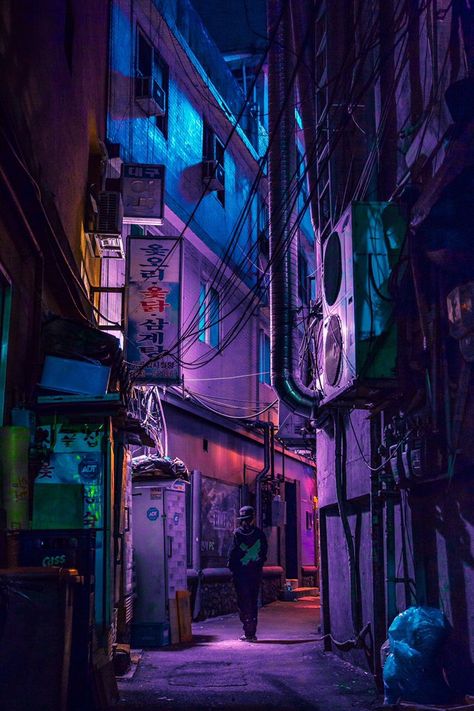 Asian City, Ville Cyberpunk, Neon Noir, Neo Tokyo, Arte 8 Bits, City At Night, New Retro Wave, Cyberpunk Aesthetic, Cyberpunk City