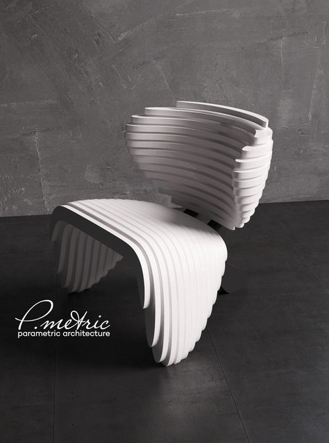 parametric chair on Behance Parametric Chair, Futuristic Materials, Futuristic Chair, Luxury Chair Design, Modern Wooden Chair, Parametric Furniture, Futuristic Furniture Design, Cnc Furniture Plans, Fab Lab