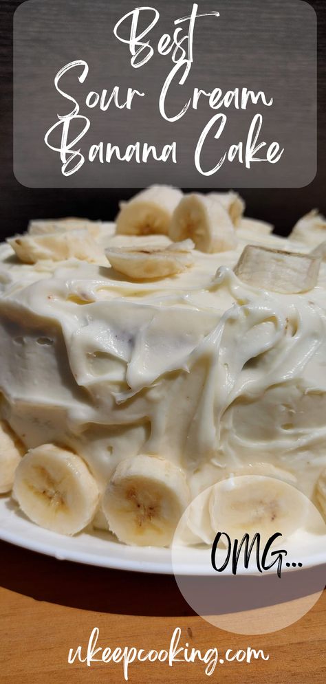 Sour Cream Cake With Praline Frosting, Banana Cake With Sour Cream, Sour Cream Banana Cake, Banana Pudding With Sour Cream, Banana Icing Recipe Frostings, Banana Cream Cake, Banana Sour Cream Cake, Recipes Using Sour Cream, Christmas Side Dish Recipes