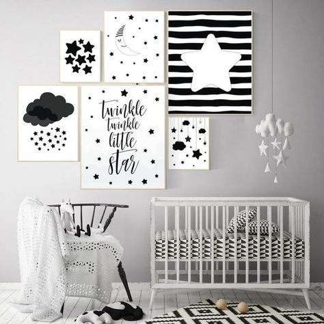 Black and White Cards for Visual Stimulation in Newborn Babies- Free Printable - Teaching Littles Nursery Themes Neutral, Black White Nursery, White Nursery Decor, Black And White Nursery, Adorable Nursery, Nursery Decor Neutral, Wall Art Black And White, Baby Room Art, White Nursery