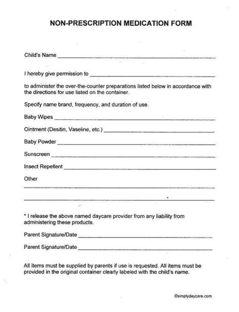 Free child care forms to make starting your daycare even easier. Large selection of forms. This page covers medication forms. Just click and print to use immediately. #childcarebusiness Daycare Registration Packet, Important Daycare Forms, Daycare Allergy Forms, Daycare Policy Handbook, Daycare Forms Printable Free, Daycare Policies, Daycare Paperwork, Preschool Assessment Forms, Preschool Forms