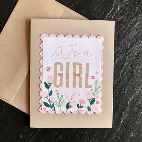 New Baby Girl Card Personalization Optional Its a Girl - Etsy Expecting Parents Gift, Congratulations Pregnancy, Pregnancy Congratulations Card, Pregnancy Congratulations, Baby Girl Card, Funniest Valentines Cards, Gifts For Expecting Parents, Its A Girl, Shower Cards