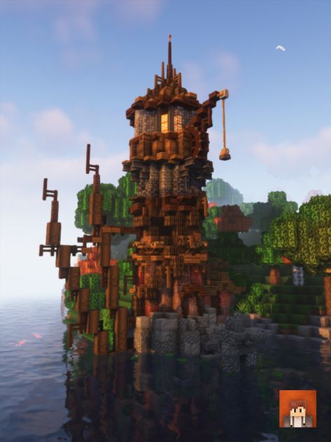 This is another build I built in a modded survival server with create. The texture pack I use is 'Stay True' and shaders 'complementary shaders' #Minecraft #MinecraftBuilds #MinecraftHouse #minecraftbuildingideas #MinecraftVictorian #MinecraftBase #victorian #MinecraftLighthouse #lighthouse Minecraft Light House Design, Minecraft Lighthouse Ideas, Minecraft Underwater House, Minecraft Dock, Minecraft Lighthouse, Minecraft Underwater, Minecraft Light, Modern Minecraft, Modern Minecraft Houses