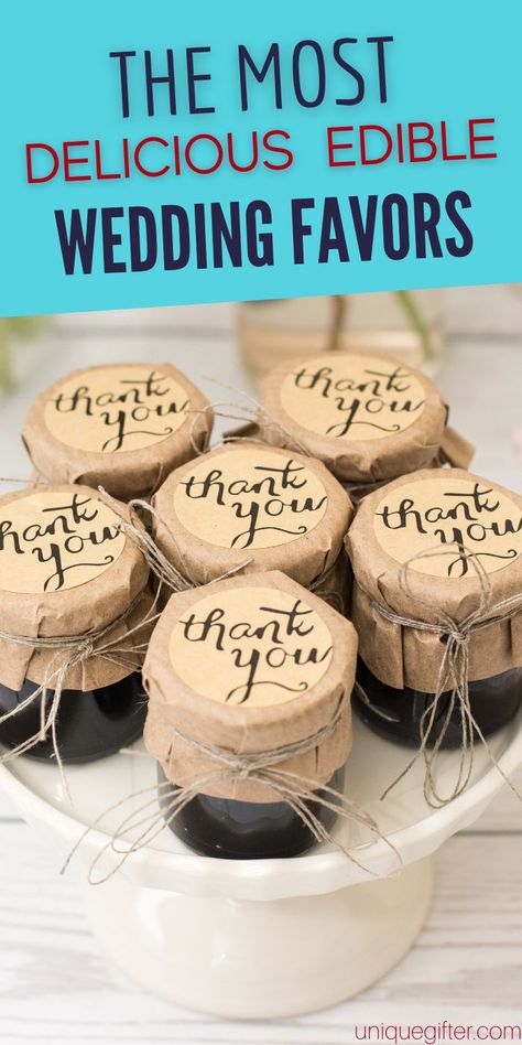 The Most Delicious Edible Wedding Favors | Wedding Favors You Can Eat | Original Edible Wedding Favor Ideas | Fun and Unique Wedding Favors | Wedding Favors #WeddingFavors #EdibleWeddingFavors #Weddings #GiftsForGuests #CandyWeddingFavors #PopcornWeddingFavors #CoffeeWeddingFavors Wedding Favor Edible, Practical Wedding Favors Diy, Cookies For Wedding Favors, Budget Friendly Wedding Favours, Wedding Attendant Gifts, Rustic Bridal Shower Ideas, Wedding Dusty Rose, Wedding Flavors, Popcorn Wedding Favors