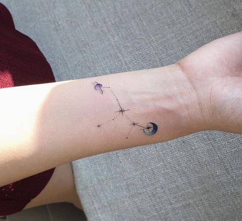 Star constellation tattoo Star Constellation Tattoo, Wildflowers Tattoo, Cosmos Tattoo, Taurus Constellation Tattoo, Aries Constellation Tattoo, Virgo Constellation Tattoo, Sky Tattoos, Taurus Constellation, Virgo Tattoo