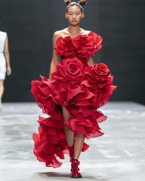 red dress runaway Briar Beauty, Giant Bow, Bollywood Dress, Runway Fashion Couture, Fantasy Gowns, Bow Dress, Gowns Of Elegance, Fantasy Dress, Style And Grace