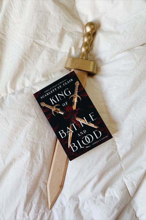 a copy of king of battle and blood with a gold sword Scarlett St Clair, Romance Reader, Romance Readers, What Book, The King, Swords, Book Recommendations, For Life, Instagram Profile