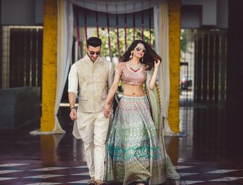 Bridal Diaries at InterContinental Chennai Mahabalipuram Resort | Fashion | WeddingSutra.com Engagement Dress For Groom, Bride Lehenga, Mehndi Outfits, Groom Dress Men, Indian Groom Wear, Wedding Dresses Men Indian, Mehendi Outfits, Couple Wedding Dress, Indian Wedding Couple