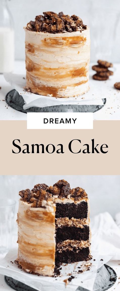 Samoa Cake, Caramel Cakes, Chocolate Coconut Cake, Caramel Chocolate Cake, 2023 Birthday, Chocolate Caramel Cake, Caramel Coconut, Salted Caramel Cake, Broma Bakery