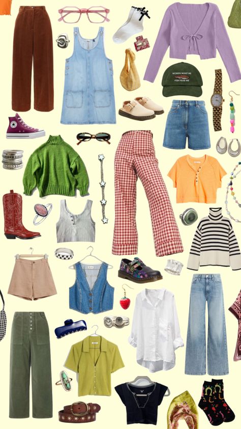 Clothing Collage, Collage Fashion, Colorful Clothing, Cute Preppy Outfits, A Collage, Colourful Outfits, Spring Outfits Casual, Lookbook Outfits, Dream Clothes