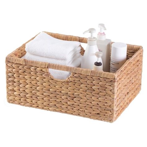 Organize, store, and decorate with this water hyacinth basket. Designed to hold books, towels, or various household items this basket allows you to organize and add a natural look to your closet or counter display.Size: 13-in W x 18-in DComposed out of durable water hyacinth materialFits in perfectly with any lodge, cabin, or rustic decor themePlenty of interior storage spaceFoldable option for easy storage | Vintiquewise Vintiquewise 18-in x 8-in x 13-in Brown Water Hyacinth Basket - 3-Pack QI0 Themed Coffee Shop, Stackable Bins, Counter Display, Water Hyacinth, Storage Bin, Shabby Chic Furniture, Home Decor Trends, Natural Look, Wicker Laundry Basket