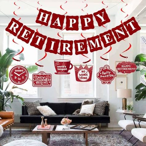 21Pcs Happy Retirement Party Decorations for Men Women,Red Retirement Banner Decorations Outdoor Indoor Bunting Garland Decoration Congratulations Retirement Hanging Swirls Kit Office Farewell Party Party Decor For Men, Office Farewell Party, Happy Retirement Decorations, Halloween Bunting Banner, Happy Retirement Banner, Retirement Banner, Hawaii Themed Party, Retirement Decorations, Welcome Home Banners