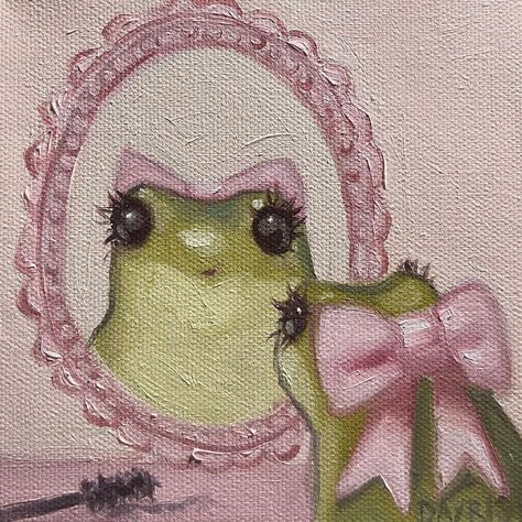 Bd Gift, Number Artwork, Coquette Art, Funny Girly, Cute Paintings, Aesthetic Painting, Cute Frogs, Arte Animal, Pastel Aesthetic