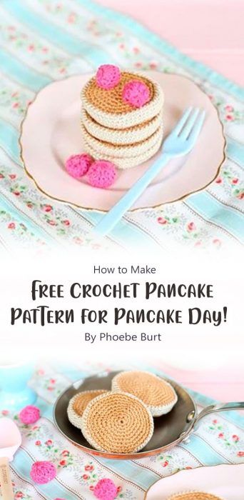 Easy Amigurumi Pancake Free Pattern Ideas - Carolinamontoni.com Crochet Breakfast Food Free Pattern, Crochet Pastries Free Pattern, Pancake Crochet Pattern Free, Crochet Pancakes Free Pattern, Pancakes Crochet, Crochet Food Free Patterns Easy, Small Crochet Projects Free Easy Patterns, Easy Crochet Food, Crochet Toy Food