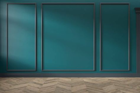 Color Of The Month, Dark Paint Colors, Dover White, Teal Walls, Dark Walls, Empty Room, Architectural Features, Inspiration Wall, Making Room